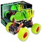 Crazy Truck: Big Wheels Dinosaur Truck - Green & Yellow Skull - 4.5" Friction-Powered Toy Car, Shock Suspension, 360 Stunts & Tricks Vehicle, Kids 3+